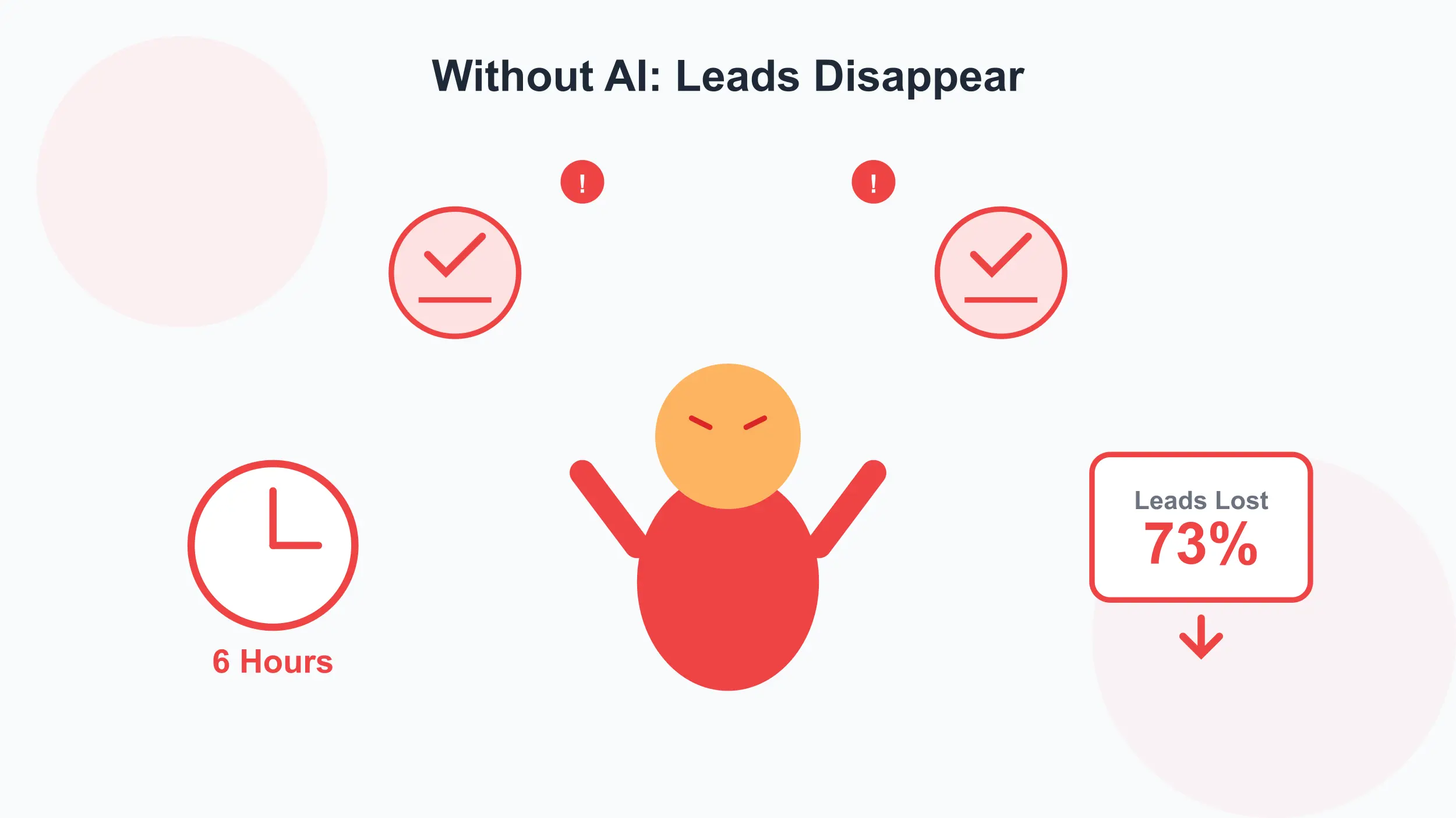 2D illustration of unopened emails piling up representing failed real estate follow-up attempts